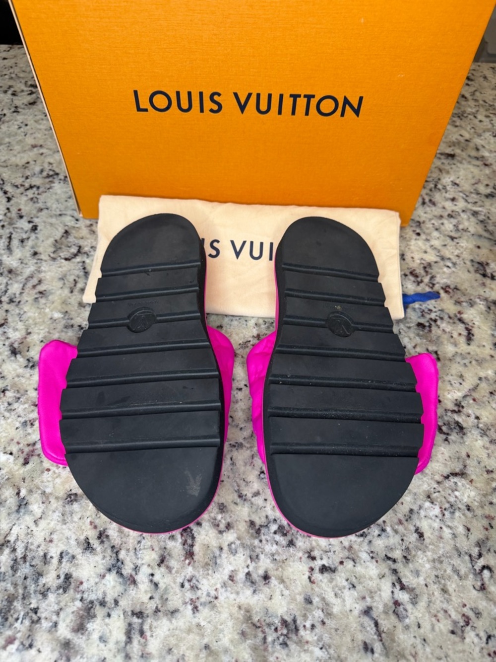 Louis Vuitton Fuchsia Monogram Padded Slide Sandals - Picture 4 of 5